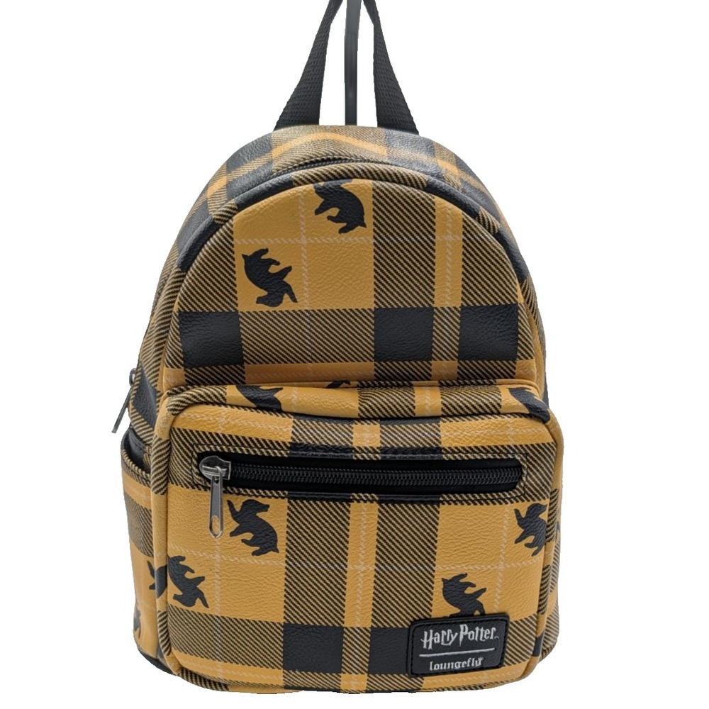 Loungefly Harry Potter HUFFLEPUFF Mini Backpack Badger Yellow Black Plaid